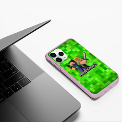 Чехол iPhone 11 Pro матовый MINECRAFT, цвет: 3D-розовый — фото 2