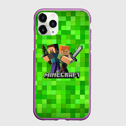 Чехол iPhone 11 Pro матовый MINECRAFT, цвет: 3D-фиолетовый