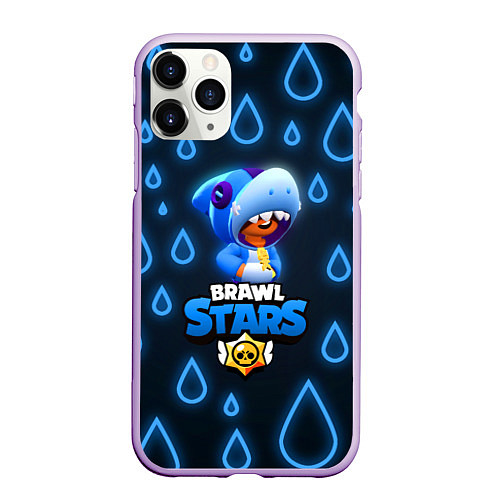 Чехол iPhone 11 Pro матовый Brawl Stars Leon Shark / 3D-Сиреневый – фото 1