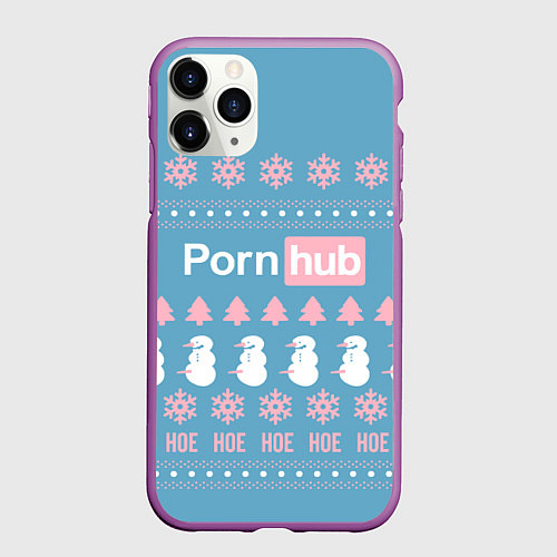 Чехол iPhone 11 Pro матовый Pornhub - christmas sweater / 3D-Фиолетовый – фото 1