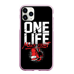 Чехол iPhone 11 Pro матовый One Life Many Fight, цвет: 3D-розовый