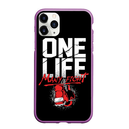 Чехол iPhone 11 Pro матовый One Life Many Fight / 3D-Фиолетовый – фото 1