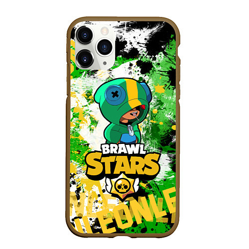 Чехол iPhone 11 Pro матовый Brawl Stars Leon / 3D-Коричневый – фото 1