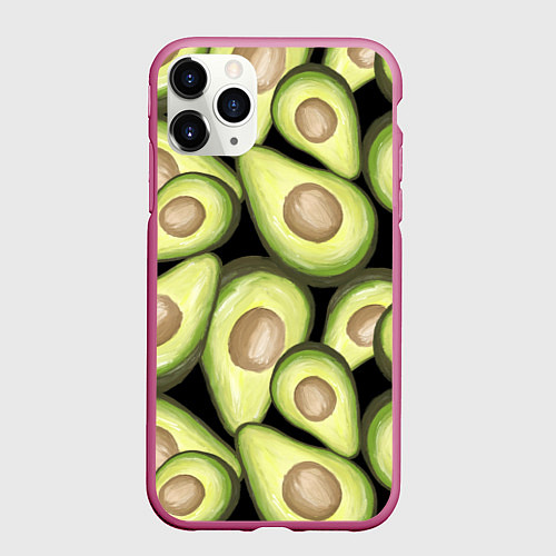 Чехол iPhone 11 Pro матовый Avocado background / 3D-Малиновый – фото 1