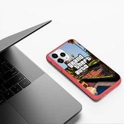 Чехол iPhone 11 Pro матовый Grand Theft Auto, цвет: 3D-красный — фото 2