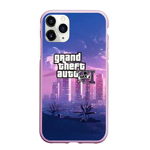 Чехол iPhone 11 Pro матовый GTA VI / 3D-Розовый – фото 1