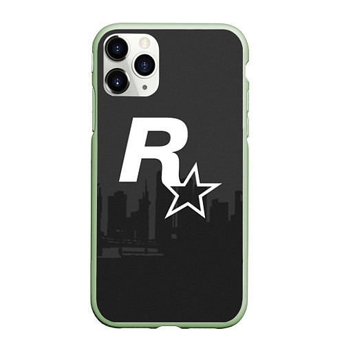 Чехол iPhone 11 Pro матовый ROCKSTAR / 3D-Салатовый – фото 1