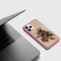 Чехол iPhone 11 Pro матовый Военный, цвет: 3D-малиновый — фото 2