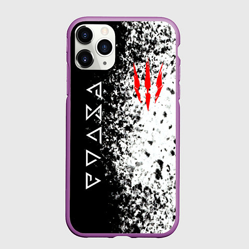 Чехол iPhone 11 Pro матовый THE WITCHER / 3D-Фиолетовый – фото 1