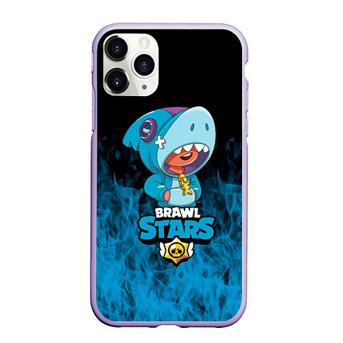 Чехол iPhone 11 Pro матовый Brawl stars leon shark / 3D-Светло-сиреневый – фото 1