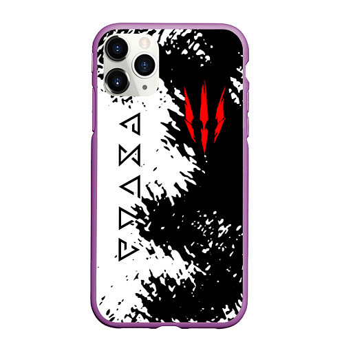 Чехол iPhone 11 Pro матовый THE WITCHER / 3D-Фиолетовый – фото 1