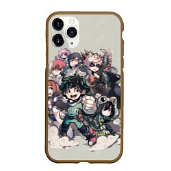 Чехол iPhone 11 Pro матовый MY HERO ACADEMIA веселая команда, цвет: 3D-коричневый