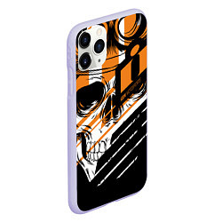 Чехол iPhone 11 Pro матовый Череп Icon оранжевый, цвет: 3D-светло-сиреневый — фото 2