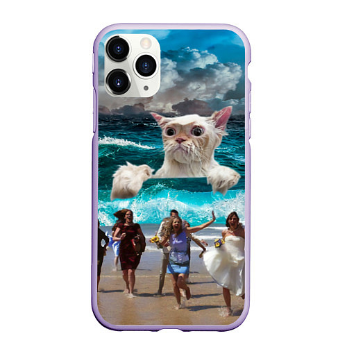 Чехол iPhone 11 Pro матовый Морской Кошак / 3D-Светло-сиреневый – фото 1