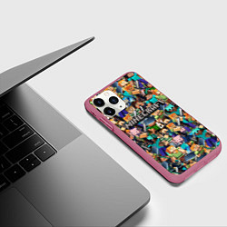 Чехол iPhone 11 Pro матовый MINECRAFT ПЕРСОНАЖИ, цвет: 3D-малиновый — фото 2