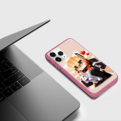 Чехол iPhone 11 Pro матовый MINECRAFT, цвет: 3D-малиновый — фото 2