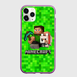 Чехол iPhone 11 Pro матовый MINECRAFT, цвет: 3D-фиолетовый