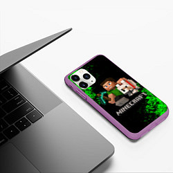 Чехол iPhone 11 Pro матовый MINECRAFT, цвет: 3D-фиолетовый — фото 2