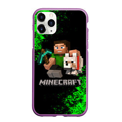 Чехол iPhone 11 Pro матовый MINECRAFT, цвет: 3D-фиолетовый