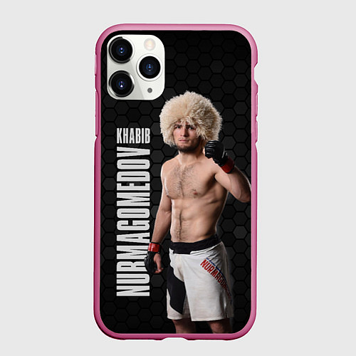 Чехол iPhone 11 Pro матовый Хабиб Нурмагомедов / 3D-Малиновый – фото 1