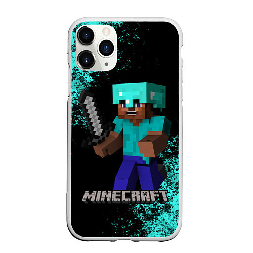 Чехол iPhone 11 Pro матовый MINECRAFT / 3D-Белый – фото 1