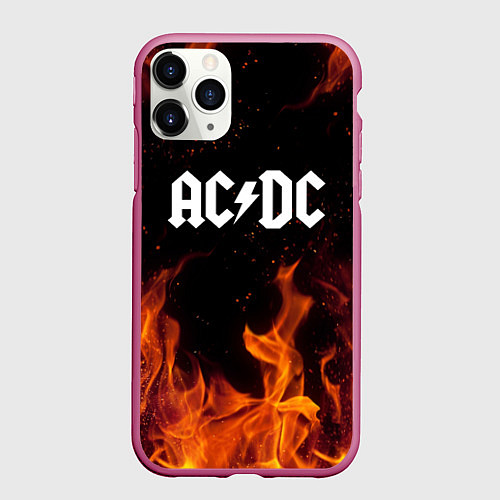 Чехол iPhone 11 Pro матовый AC DC / 3D-Малиновый – фото 1