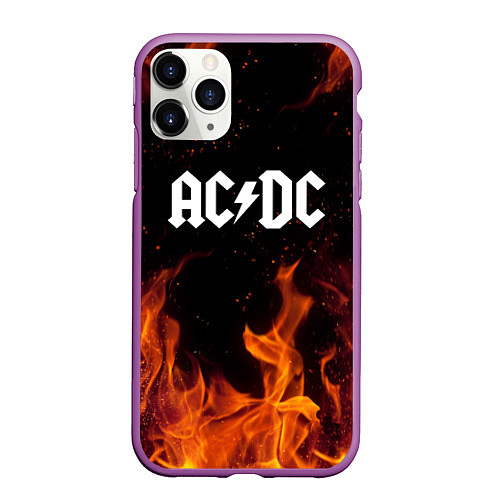 Чехол iPhone 11 Pro матовый AC DC / 3D-Фиолетовый – фото 1