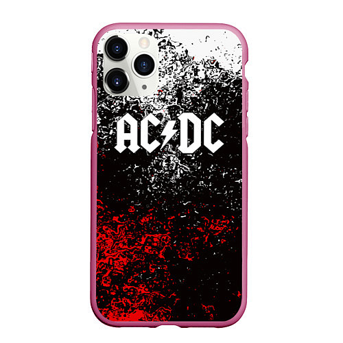 Чехол iPhone 11 Pro матовый AC DC / 3D-Малиновый – фото 1