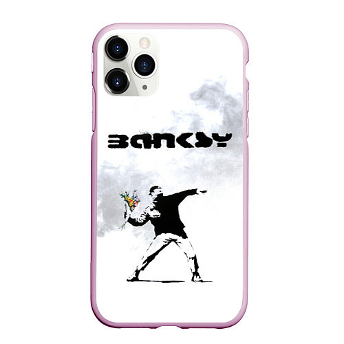 Чехол iPhone 11 Pro матовый Banksy / 3D-Розовый – фото 1