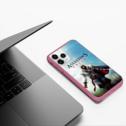 Чехол iPhone 11 Pro матовый Assassins Creed, цвет: 3D-малиновый — фото 2