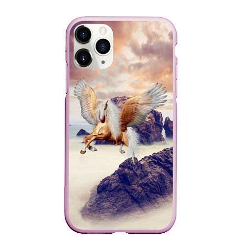 Чехол iPhone 11 Pro матовый Sea Sunset Horse / 3D-Розовый – фото 1