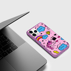Чехол iPhone 11 Pro матовый Единороги, цвет: 3D-фиолетовый — фото 2