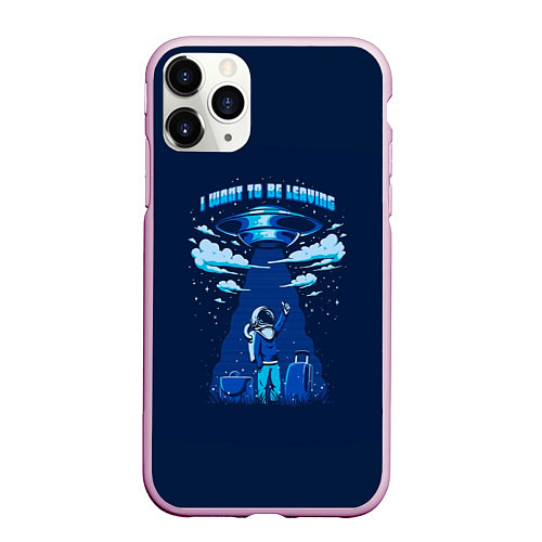 Чехол iPhone 11 Pro матовый Ufo / 3D-Розовый – фото 1