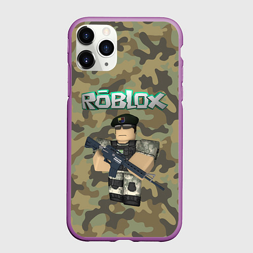Чехол iPhone 11 Pro матовый Roblox 23 February Camouflage / 3D-Фиолетовый – фото 1