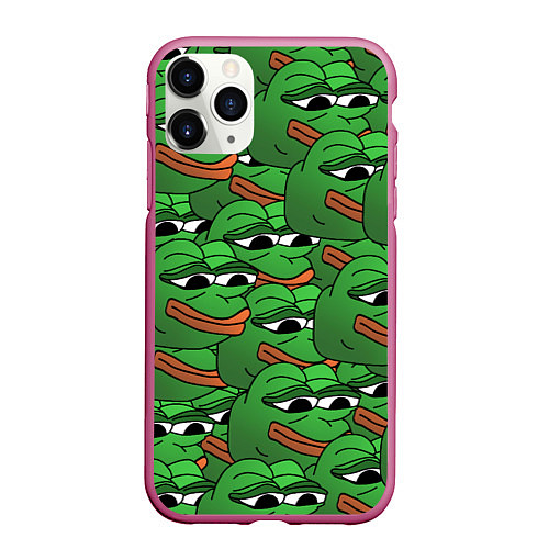 Чехол iPhone 11 Pro матовый Pepe The Frog / 3D-Малиновый – фото 1