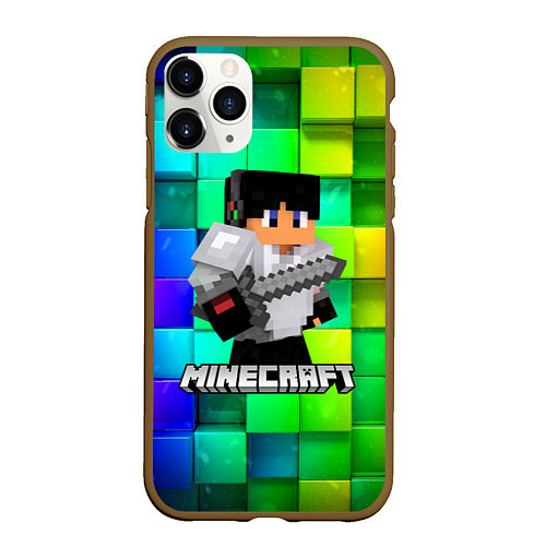 Чехол iPhone 11 Pro матовый Minecraft Майнкрафт / 3D-Коричневый – фото 1