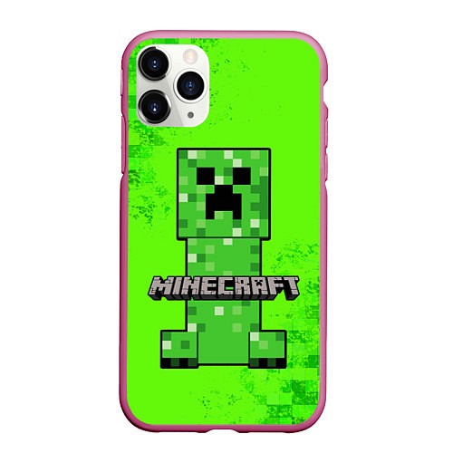 Чехол iPhone 11 Pro матовый MINECRAFT / 3D-Малиновый – фото 1