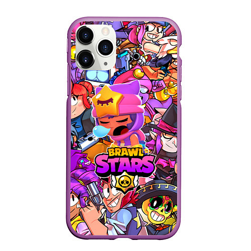 Чехол iPhone 11 Pro матовый BRAWL STARS SANDY / 3D-Фиолетовый – фото 1