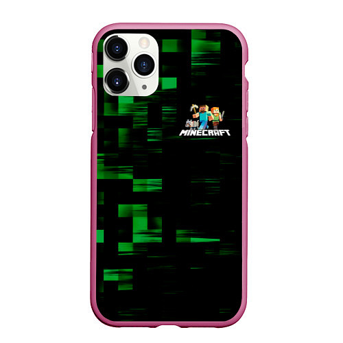 Чехол iPhone 11 Pro матовый MINECRAFT / 3D-Малиновый – фото 1