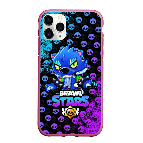 Чехол iPhone 11 Pro матовый Brawl Stars LEON / 3D-Малиновый – фото 1