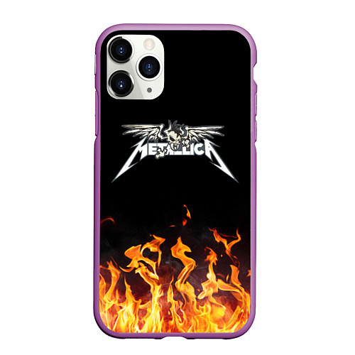 Чехол iPhone 11 Pro матовый Metallica / 3D-Фиолетовый – фото 1