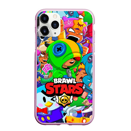 Чехол iPhone 11 Pro матовый BRAWL STARS LEON / 3D-Розовый – фото 1