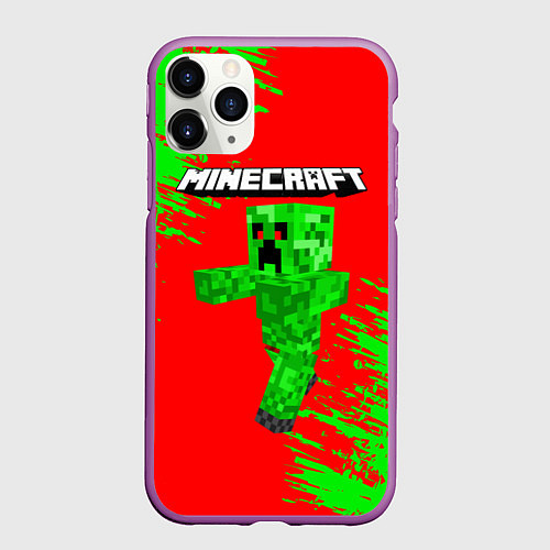 Чехол iPhone 11 Pro матовый MINECRAFT / 3D-Фиолетовый – фото 1