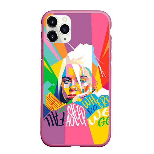 Чехол iPhone 11 Pro матовый BILLIE EILISH / 3D-Малиновый – фото 1