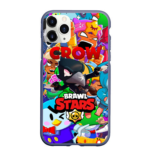 Чехол iPhone 11 Pro матовый BRAWL STARS CROW / 3D-Серый – фото 1