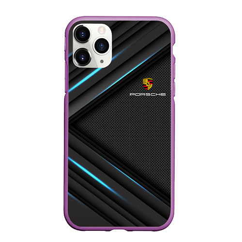 Чехол iPhone 11 Pro матовый PORSCHE / 3D-Фиолетовый – фото 1
