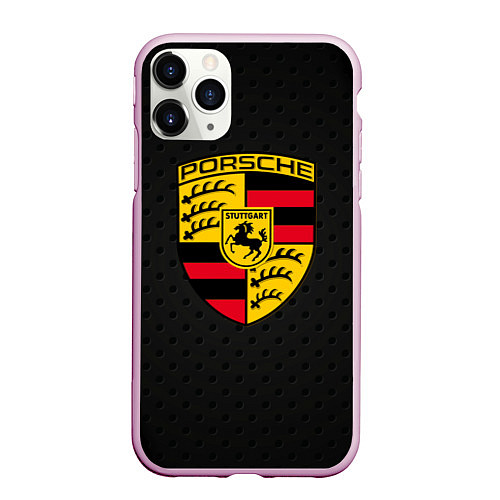 Чехол iPhone 11 Pro матовый PORSCHE / 3D-Розовый – фото 1