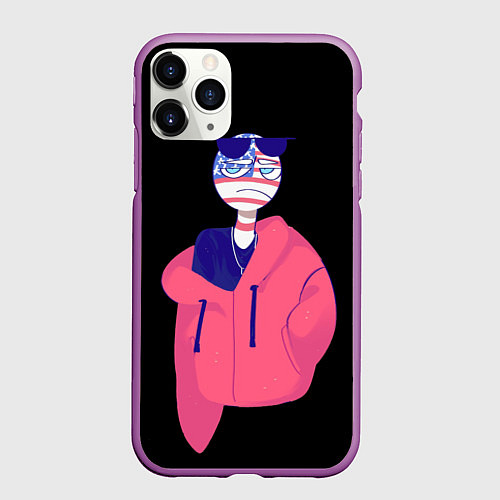 Чехол iPhone 11 Pro матовый СountryHumans / 3D-Фиолетовый – фото 1