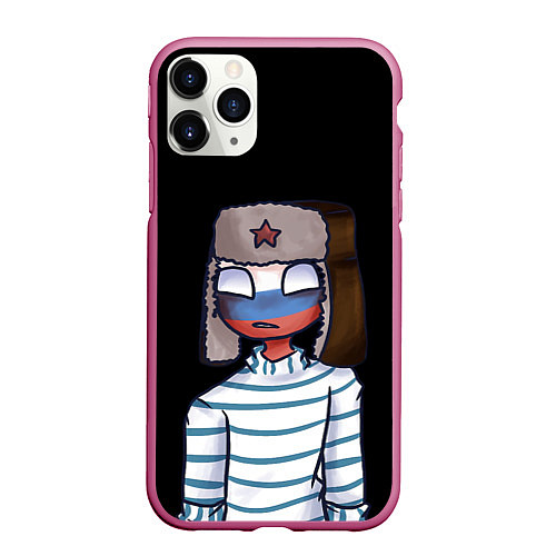 Чехол iPhone 11 Pro матовый CountryHumans - Россия / 3D-Малиновый – фото 1