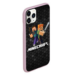 Чехол iPhone 11 Pro матовый Minecraft Майнкрафт, цвет: 3D-розовый — фото 2